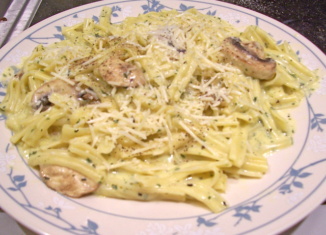 Creamy herb, butter and mushroom pasta