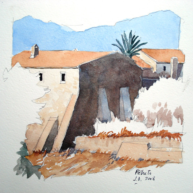 Petreto (Corse) ancien couvent (aquarelle)
