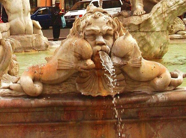 Rome, Italy, Piazza Navonna, Bernini fountain, detail