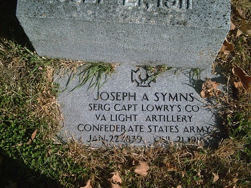 virginia hobby confederate obituary civilwarveteran tombstonephoto captlowryscovalightartillery josephasymns borninmonroecountywestvirginiajan221839