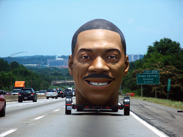 eddie murphy's giant head on the interstate