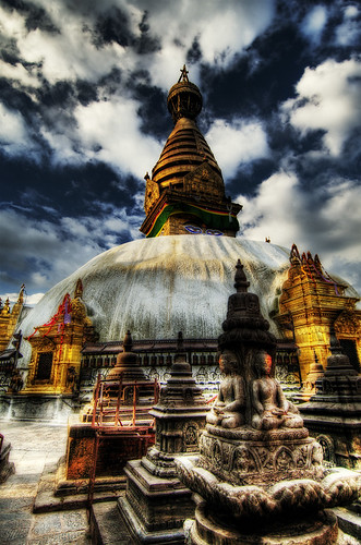 nepal sky clouds stupa buddhism kathmandu buddhisttemple hdr d300 themonkeytemple momentaryawe catalinmarin