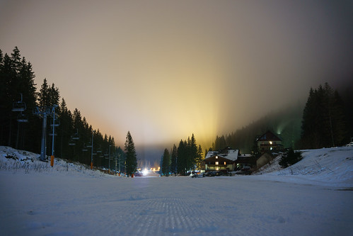 ski slope snow mountain night clouds slovakia