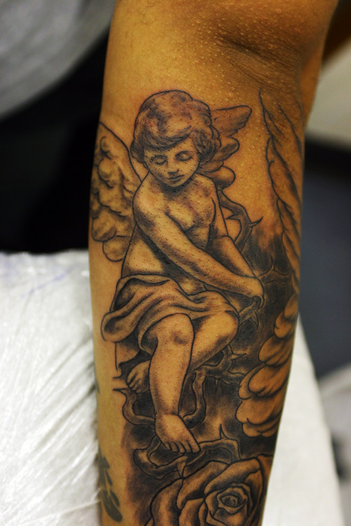 Cupid-and-rose-tattoo