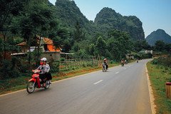 Motorcycles on Rural Road, Vietnam