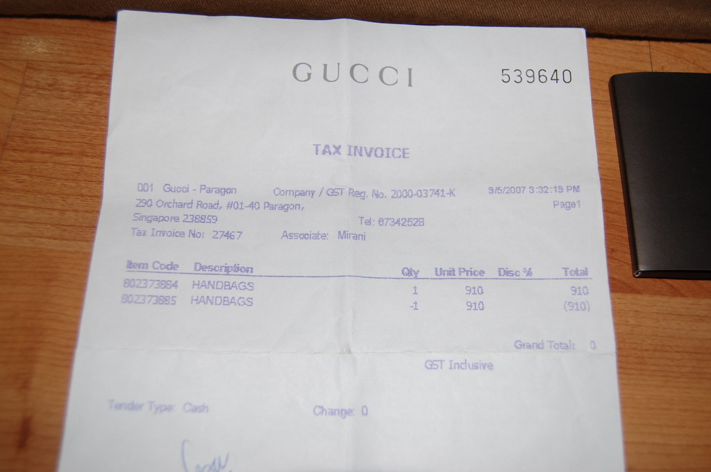Gucci Paragon Receipt May 2007 | fanyantwinz | Flickr