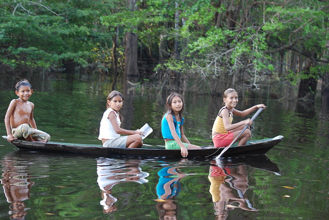 Children on the Rio Negro Amazonas  Brazil