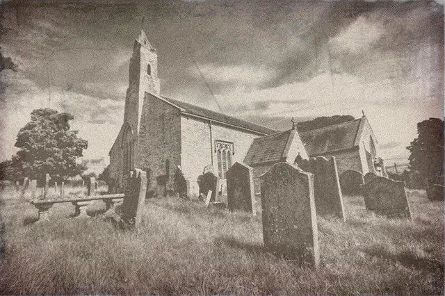 St Cuthbert's in Elsdon, 100 year old photo