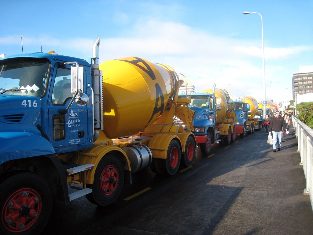 Cement Mixers | A line of cement mixers line the Symonds St.… | Flickr