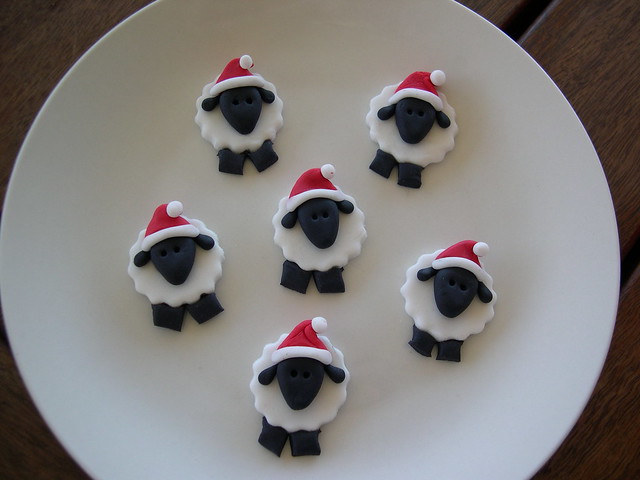 Mossy's masterpiece Christmas sheep cupcake toppers