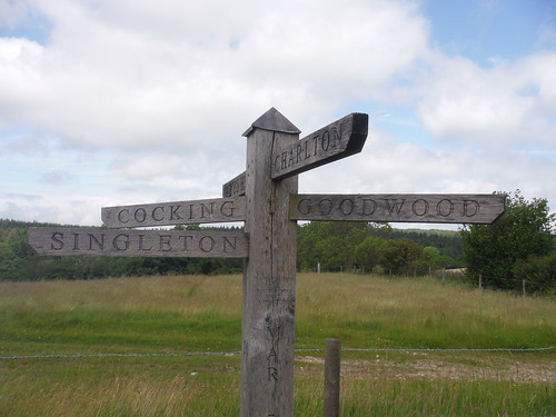 signpost SWC Walk 239 Halnaker to Chichester via Cass Sculpture Park and Goodwood