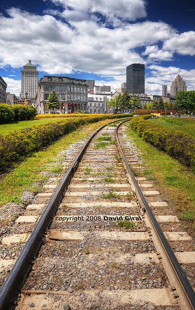 on the tracks to the Old Montreal - Spring Edition - HDR