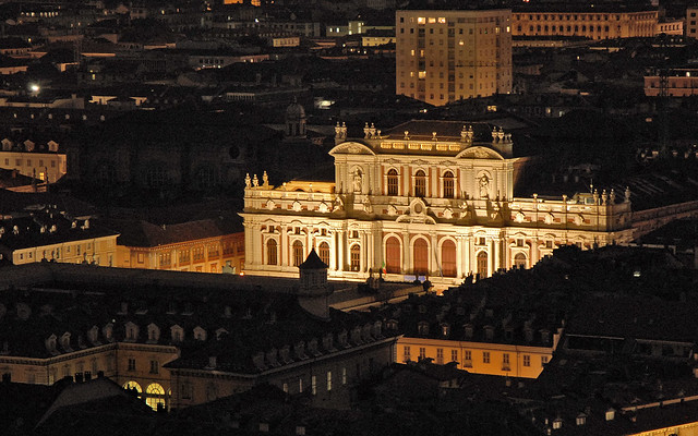 Le palais Carignano la nuit (Turin)