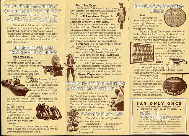 American Adventure Theme Park 1988 leaflet