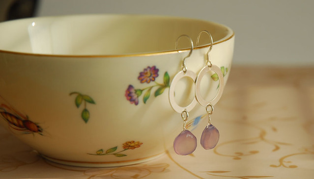 Natural Violet Chalcedony and sterling silver earrings