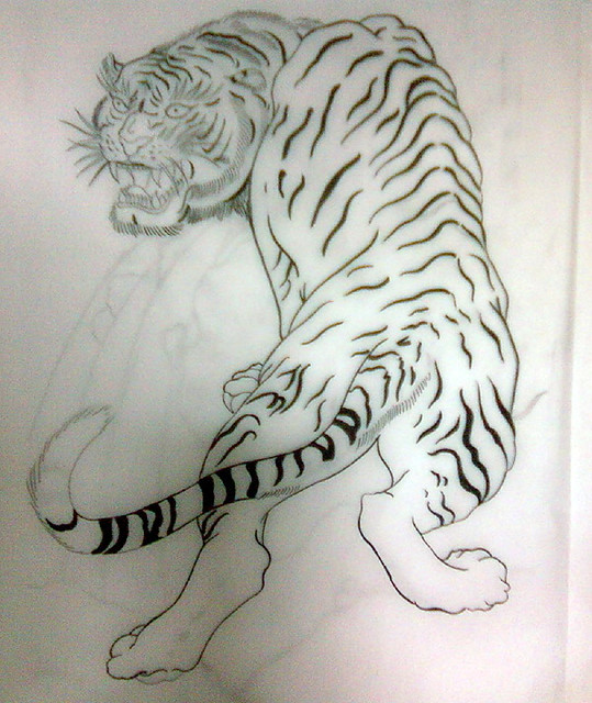 Japanese tattoo flash, tiger, tattoo sketch | Traditional Ja… | Flickr