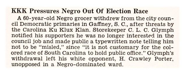 KKK Pressures Black Man CLC Glymph out of Election Race - Jet Magazine, Feb 28, 1952