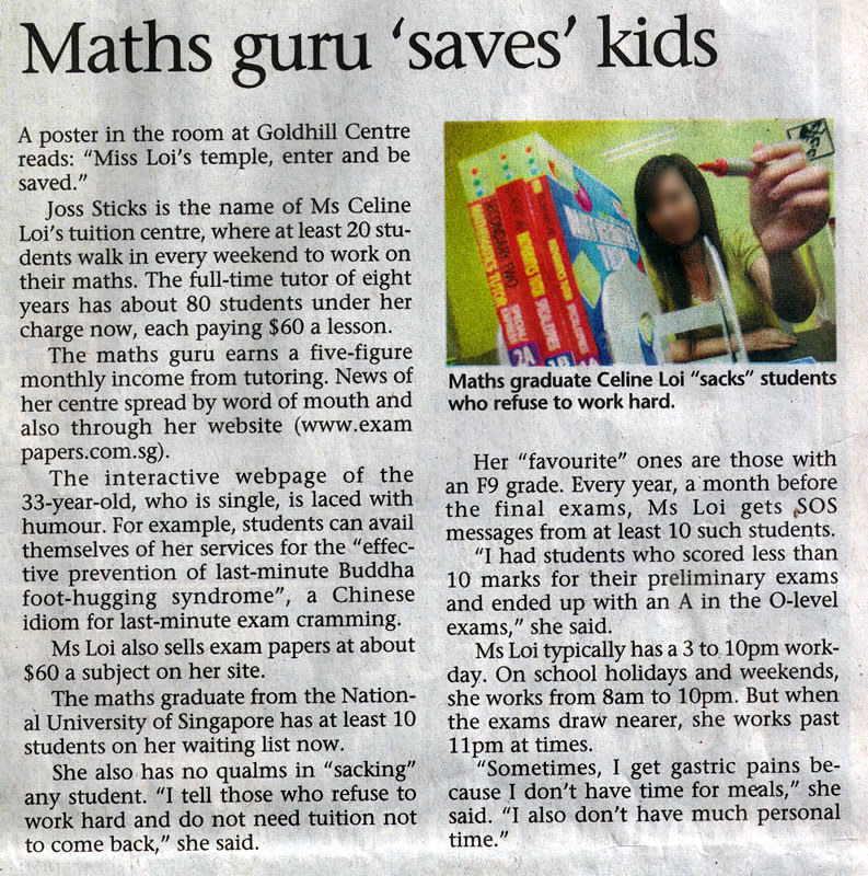 Miss Loi the Secondary/Singapore O Level Math Saviour