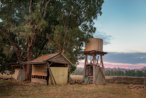 countryside watertower landscape derelict dawn farmbuildings highcountry whorouly shed rural abandoned