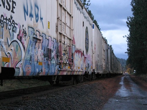 two train graffiti grain lonely dirtroad noise boxcars coeurdalene obces