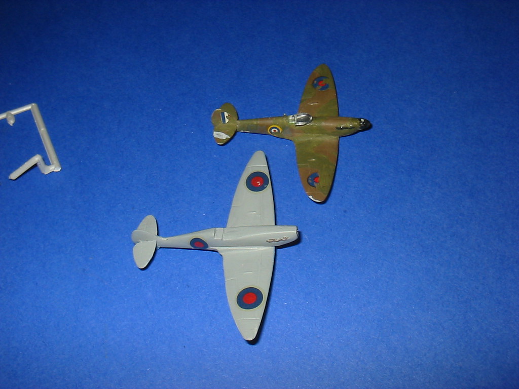 Trumpeter (gray) and Minicraft Spitfire Vs
