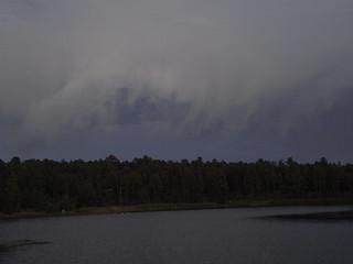 Thunderstorm in twilight, Woodland Lake, Pinetop, Arizona