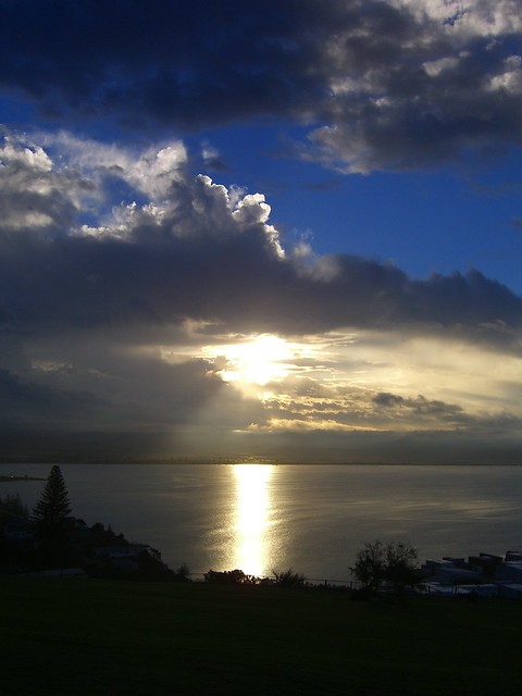 Cloudy sky over Napier from Bluff Hill Lookout