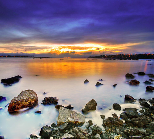 blue sunset sky rocks clear auckland onehunga colouds nohdr vertorama