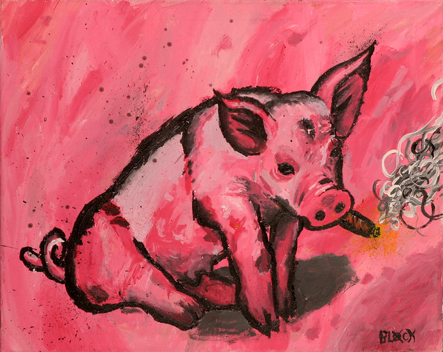 pig smoking a blunt