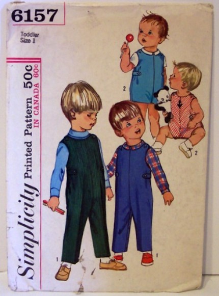 Vintage Simplicity 6157 Toddler Size 1 Short and Long John John Overall and Shirt