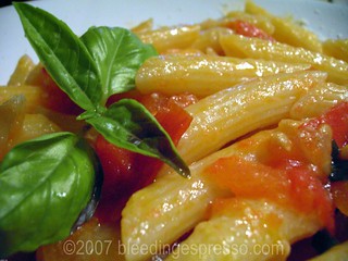 Penne with fresh tomatoes and basil | by Michelle Fabio