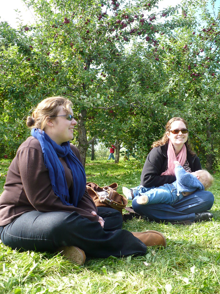Nursing in the apple orchard