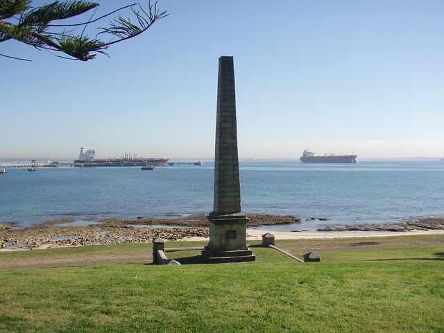 Cook memorial and boats