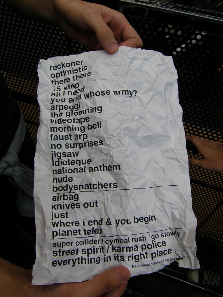 Set list: Radiohead at Osaka, 2008/10/2