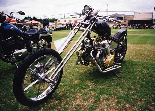 Black Customised Chopper Motorcycle, Barnsley Custom & Classic Bike Show