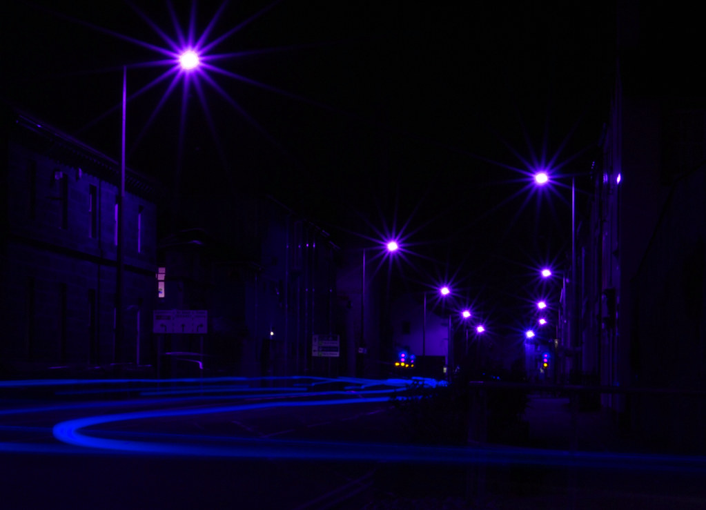 dark blue | street lights and traffic trails - hue adjusted … | Flickr