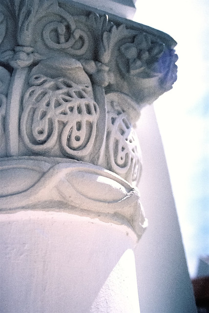 Column capital in the lights.