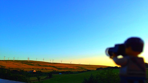 camera blue light sunset sky wales fun toy view lego hills valley windfarm iphone project365 adventurerjoe