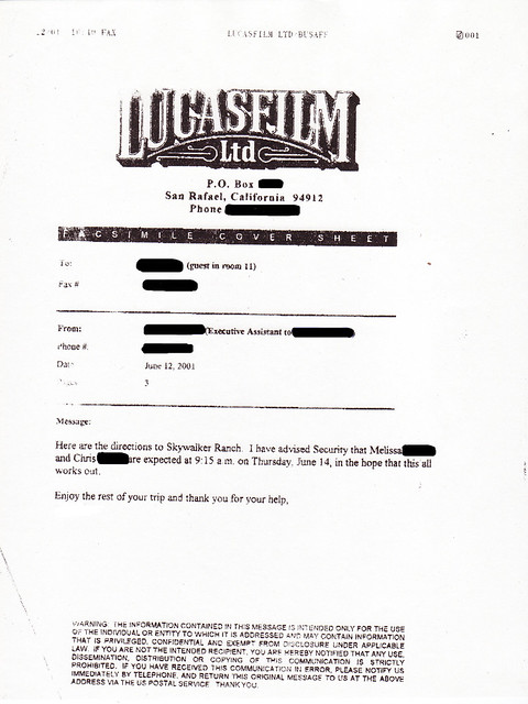 My invitation to visit Lucasfilm Skywalker Ranch
