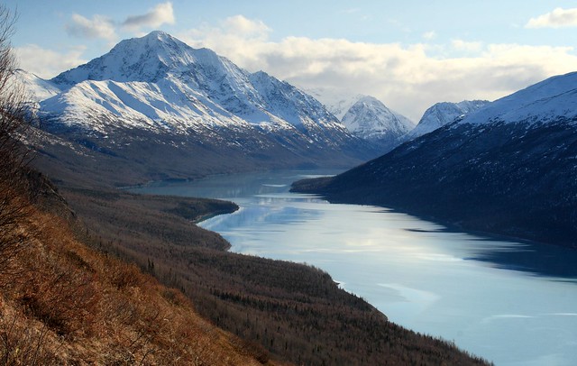 View of Eklutna Lake from the Twin Peaks trail, near Anchorage, Alaska