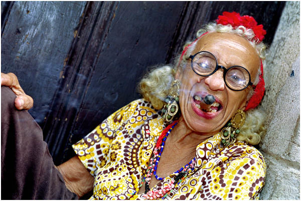 Cuba Travel Photography: Cuban Old Lady with Cigar Havana Cuba.001 by Hans Hendriksen