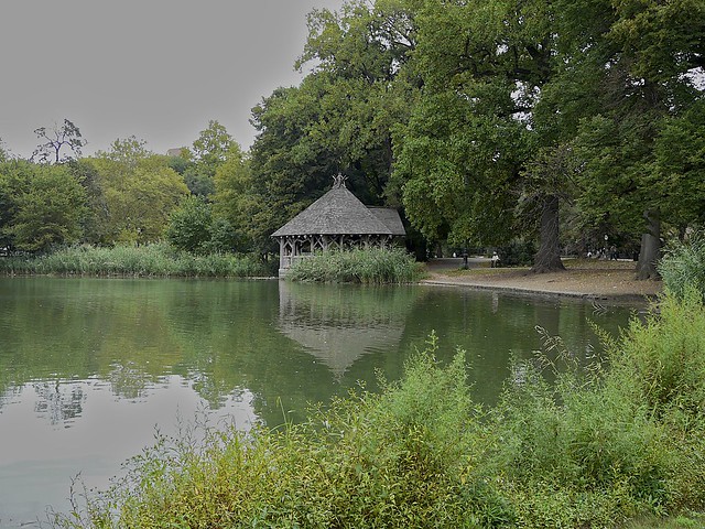 Pavillion by the lake in Prospect Park