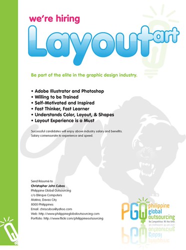 We're Hiring: Layout Artists (Philippine Global Outsourcing) | by chriscubos