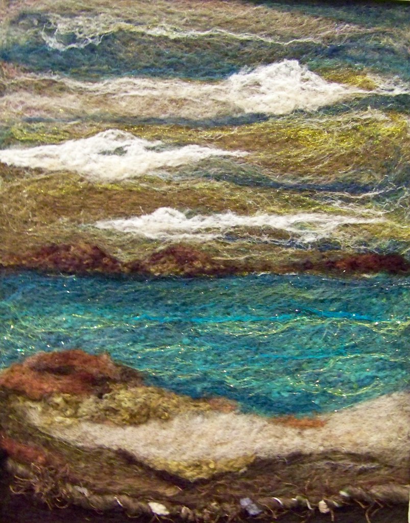 #193 Ocean | 8 x 10 needlefelted wool on felt with art yarn.… | Flickr