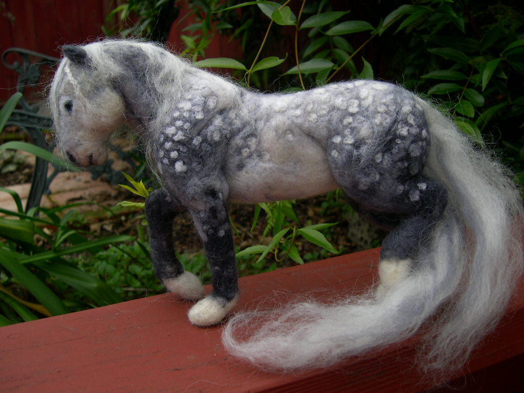 Dapple Grey horse, A new felted sculpture I just completed.…