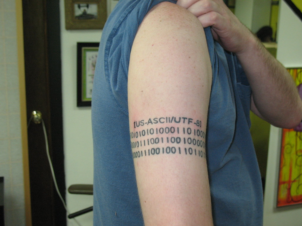 Jons binary tattoo | yay geeky fake tattoos | Jo Morcom | Flickr