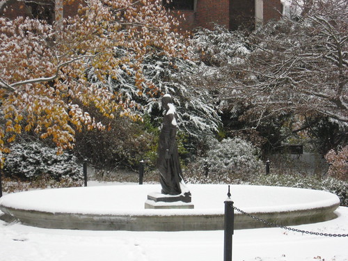 Fountain in snow