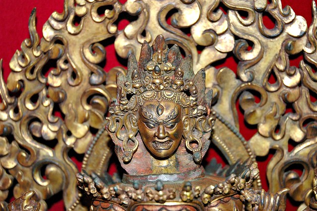 Hevajra Buddhist Tantric deity, The eighth head of Hevajra Buddhist Tantric deity statue photographed in a Boudha fine art store near the Stupa, Boudha, Kathmandu, Nepal
