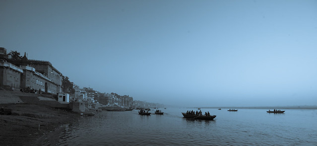 Boats on the banks of river Ganga, Kashi