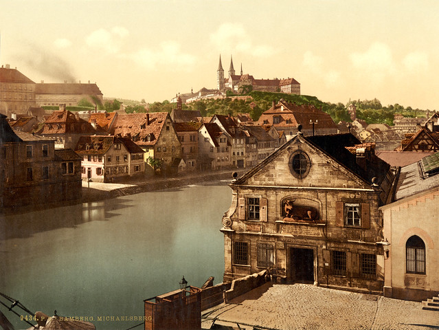 Regnitz and Michaelsberg, Bamberg, Bavaria, Germany, ca. 1895